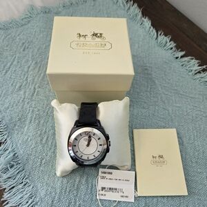 Coach Black and Silver Women's Watch with Cream Boxomen